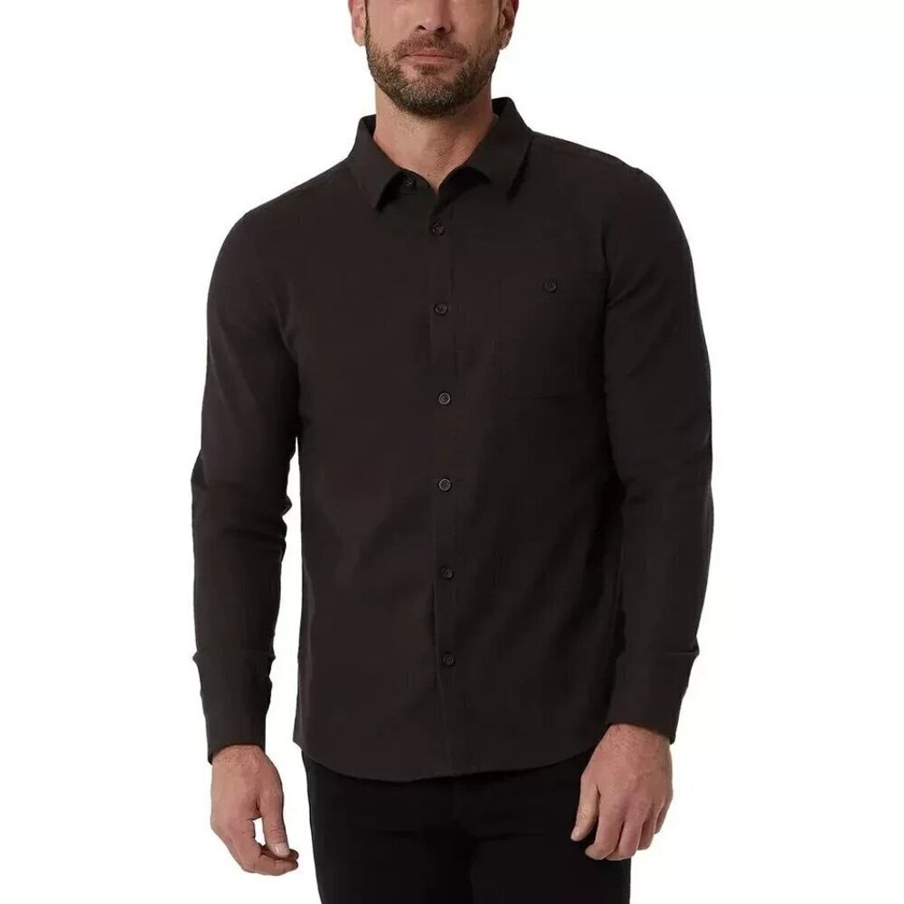 NEW 32 Degrees Heat Mens S Brown Long Sleeve Button-Up Shirt